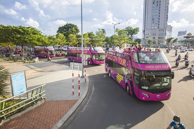kinh nghiệm du lịch Đà Nẵng xe bus 2 tầng